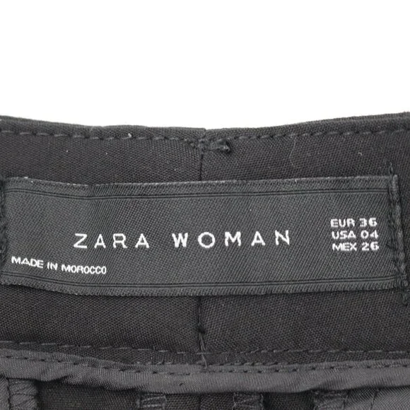 NWT Zara pants women's 4 Asymmetric Hem black cotton blend career preppy work - Picture 15 of 15